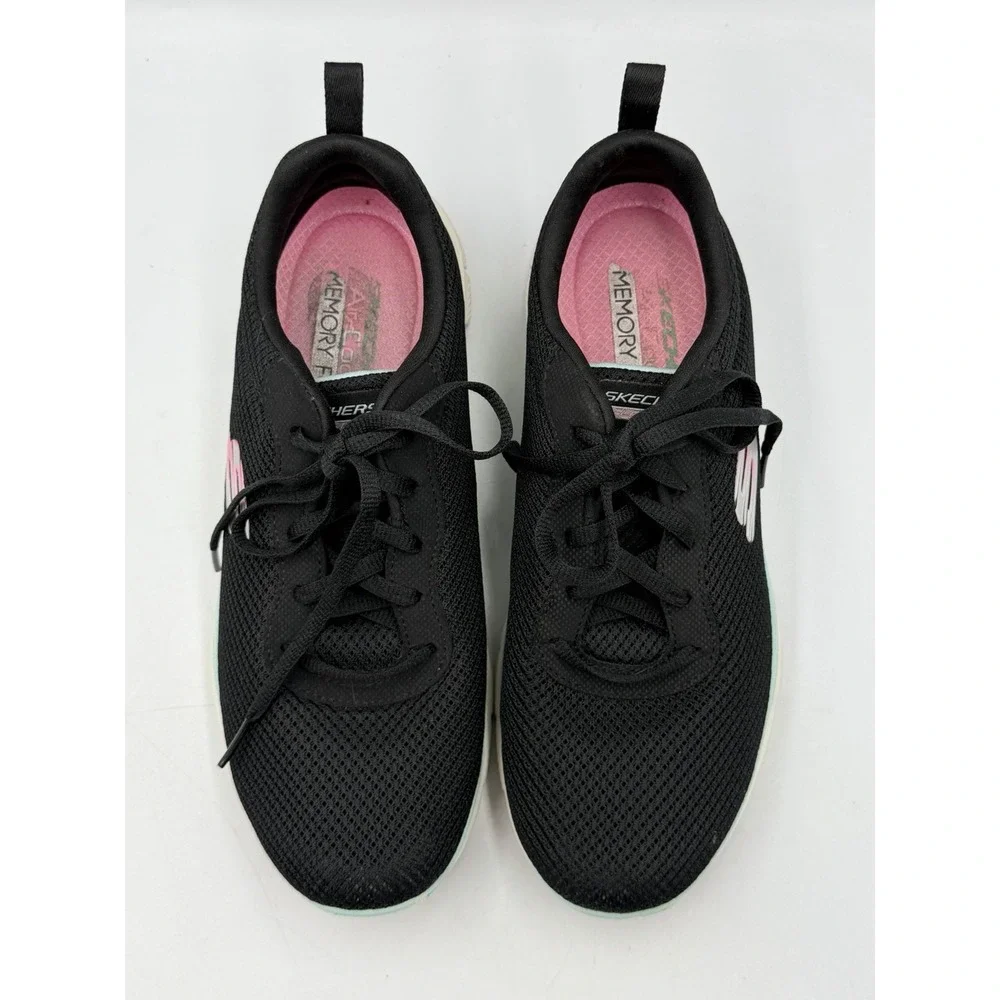 Skechers Flex Lite Womens 8 Black Aqua Pink Memory Foam Sneakers 149303TX